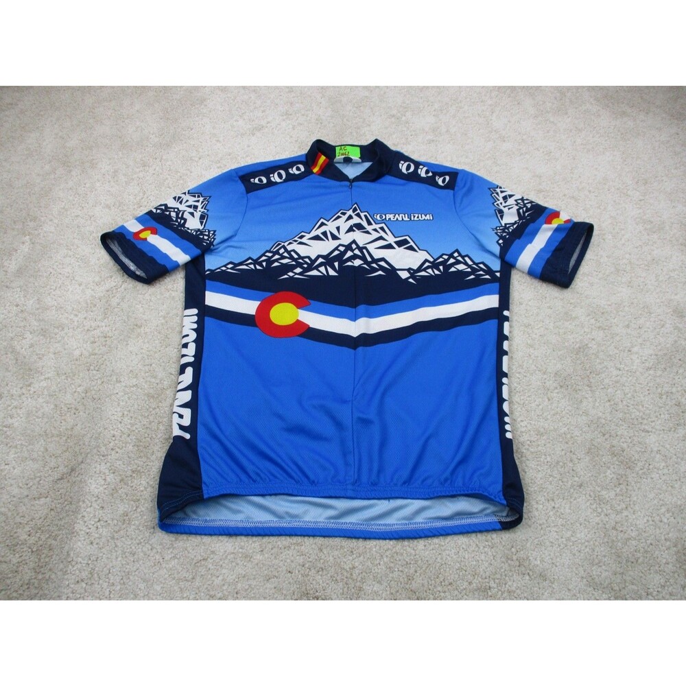 Pearl Izumi Cycling Jersey Mens XL Blue Colorado Rocky Mountains 3/4 Zip USA